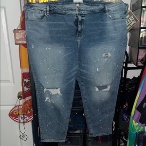 Lane Bryant Blue Distressed Ankle Jeans